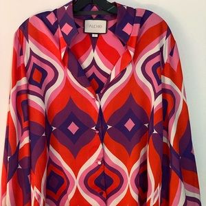 Long sleeve colorful alexis button up top